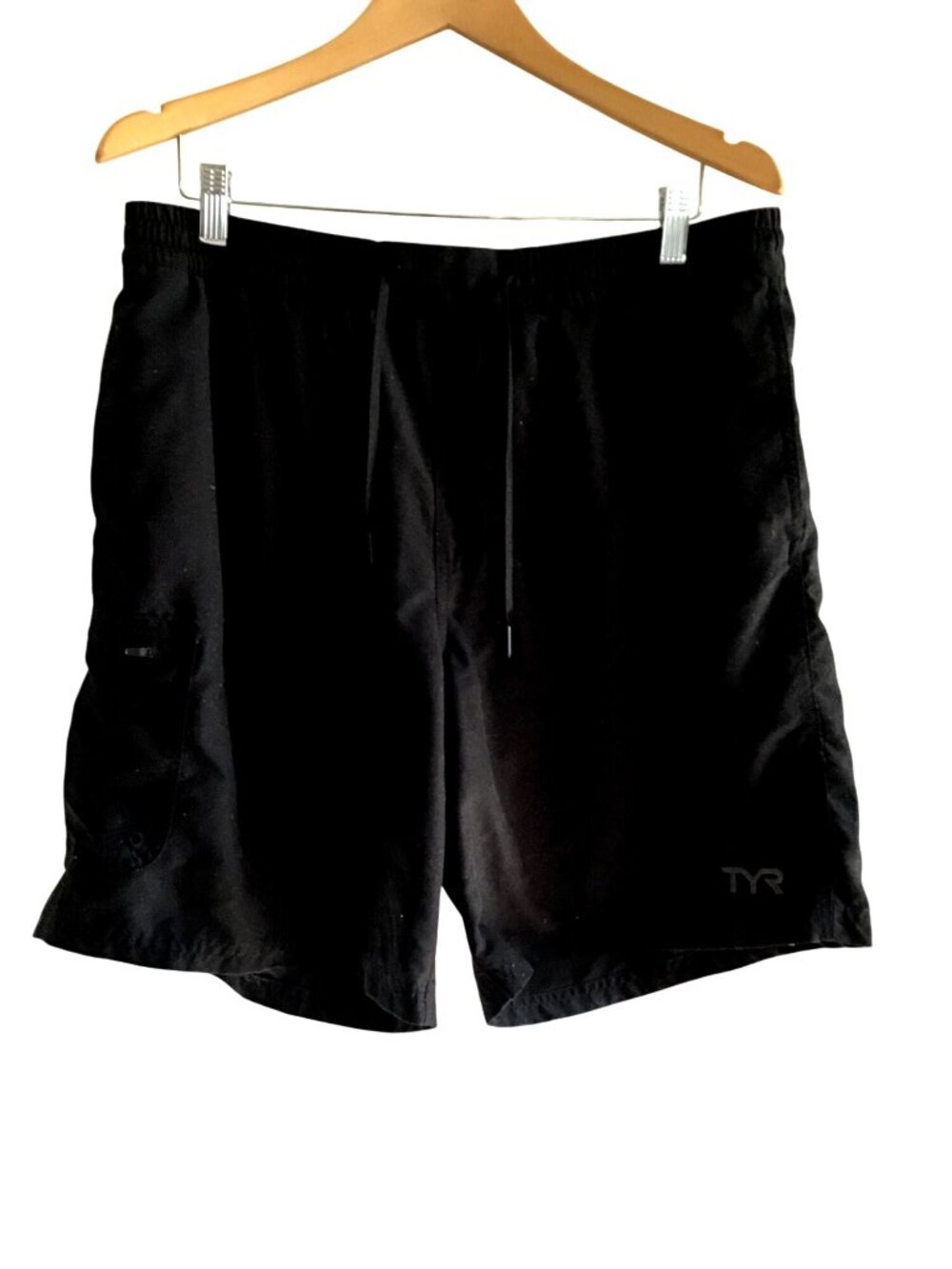 TYR Men's Black Swim Trunks with Elastic Waist & Drawstring Size XL